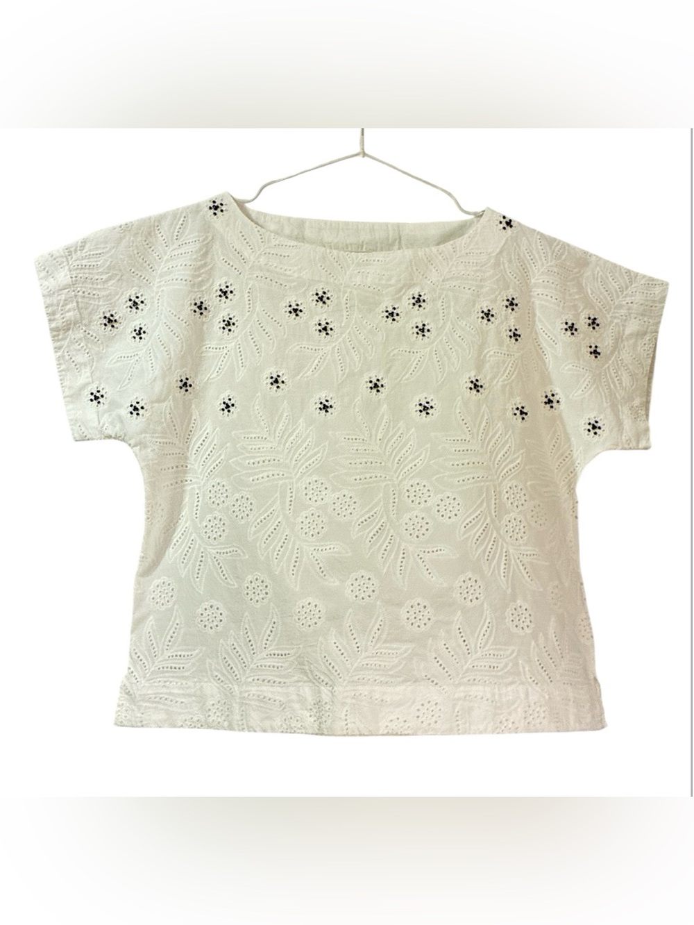 Solitaire White Eyelet Embroidered Short Sleeve Tee